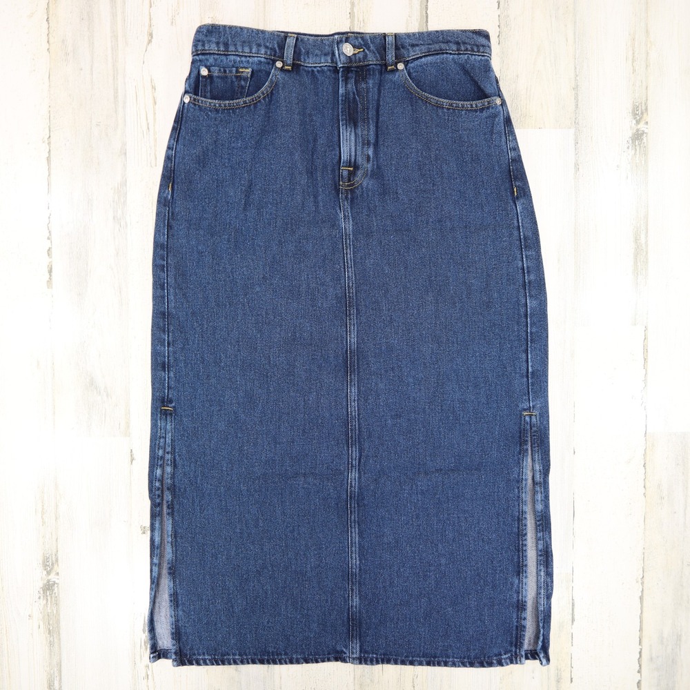 7 for All Mankind Maxi Skirt Womens 29 Blue Note Lyocell Soft Stretch Denim